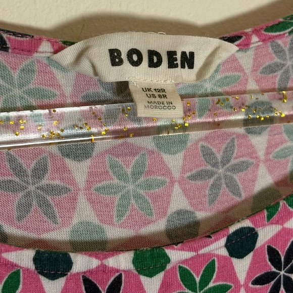 Boden Amelie Jersey Midi Dress in Pink Power Botanic Tile Size US 8 - Picture 8 of 10